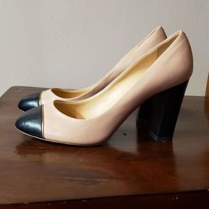 J Crew Etta Black and Tan Heels. Sz 9 Excellent condition.